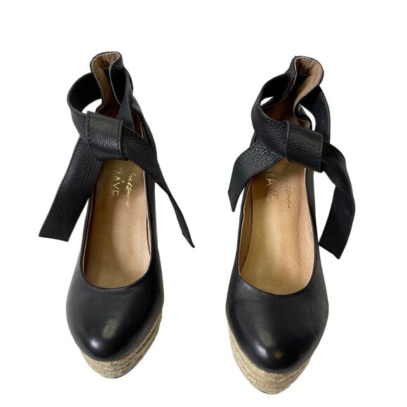 For Love & Lemons x Raye Harper Leather Ankle Strap Heel Black Sz 36 - Picture 2 of 8